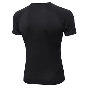Men's quick-dry compression t-shirt in black, featuring a raglan sleeve back view