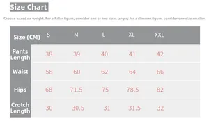 Guide des tailles pour shorts de compression sport homme du S au XXL avec mesures