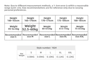 Guide des tailles détaillé pour short de compression de sport homme avec poids et taille