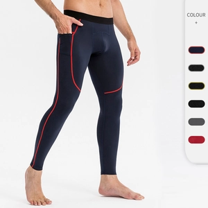 Pantalon de Compression Homme PRO Haute Élasticité Séchage Rapide Collants de Course Leggings de Fitness Avec Poches Pantalons de Sport Serrés