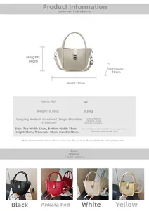 Spécifications techniques détaillées et dimensions du sac seau en similicuir tressé pour femme