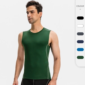 Men Professional Fitness Compression Tank Top Sleeveless Quick Dry Sports Vest High Elastic Polyester Training Gym Top