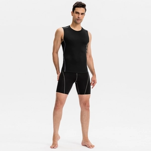 Men's high-stretch compression vest and shorts set for gym training and running