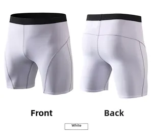 Vue avant et arrière du short de compression blanc pour homme avec ceinture élastique