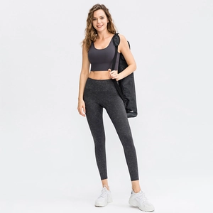 Women's seamless yoga leggings set with high-waist printed compression sports pants