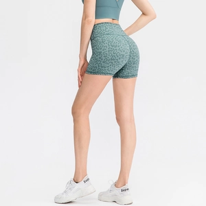 Short de yoga pour femme à imprimé léopard, taille haute avec effet gainant et lift