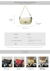 Detailed size specifications for the 30x16x12cm cylindrical fabric crossbody bag
