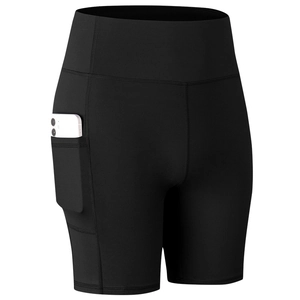 Dames yoga shorts met hoge taille en zakken van elastische sneldrogende sportstof
