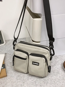 Sac Bandoulière Décontracté en Nylon pour Femmes Hommes Multi-Poches Léger Sangle Réglable Sac à Épaule Couleur Unie