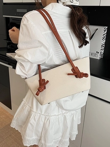 Sac Fourre-tout en Cuir PU Vintage Avec Bandoulière Nouée Grande Capacité Sac à Épaule Minimaliste Sac sous le Bras
