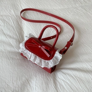 Mini Borsa a Mano Dolce con Fiocco e Pizzo da Donna in Pelle PU Piccola Borsa a Tracolla Carina per Feste e Ragazze