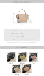 Detailed view of PU leather tote bag set with dimensions and multiple color options
