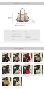 Detailed size chart and multi-color options for the trendy women bucket bag with dimensions