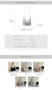 Detailed size chart and multi-color display of the versatile PU tote bag for women