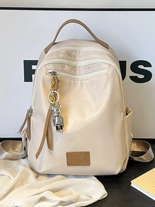 Women Fashion Waterproof Nylon Backpack Large Capacity Schoolbag With Bear Pendant For College Students Travel Casual Daypack