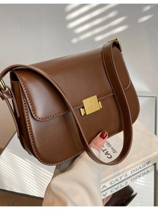 Vintage Minimalist PU Leather Small Square Bag Retro French Style Women Shoulder Crossbody Bag High Quality Elegant Commute Purse