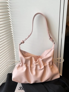 Sac Hobo Froncé en Cuir PU pour Femmes Sac Nuage Bandoulière Réglable Sac Seau Tendance Mode Quotidienne