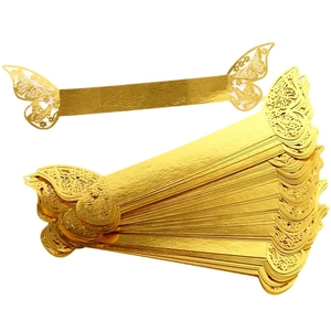 Golden laser-cut butterfly napkin ring for elegant wedding and party table decoration