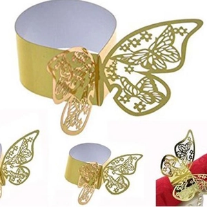 Laser Cut Butterfly Napkin Rings Artificial Pearl Paper Hollow Napkin Holders For Wedding Party Table Setting Dinner Accessories