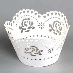 Laser Cut Artificial Pearl Paper Cupcake Wrappers Rose Heart Pattern Hollow Decor For Wedding Birthday Party Baking Decoration