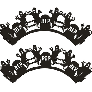 Halloween Cupcake Wrappers Pearlescent Paper Laser Cut Ghost Bat Tombstone RIP Decorative Cake Liners For Party