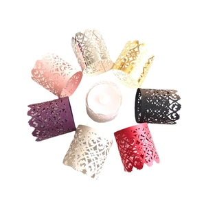 Laser cut hollow decorative paper wraps for LED candles and cupcakes in 8 colors