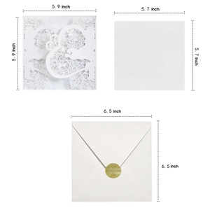 Hollow laser-cut wedding invitation set with heart pattern, insert card and envelope