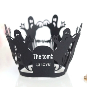 Halloween Laser Cut Cupcake Wrappers Ghost Bat Tombstone Pattern Hollow Out Paper Cake Decoration Holiday Party Supplies