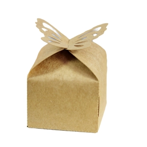 Hollow butterfly kraft paper candy box with cubic base for wedding and party favors