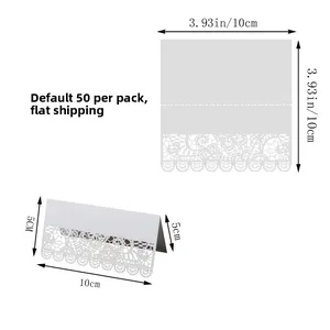 Detailed dimensions of 10x10cm laser cut lace table cards in pack of 50 pieces