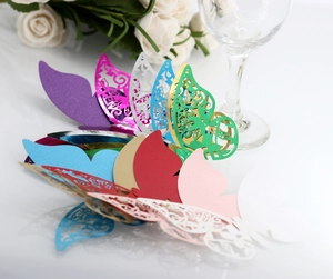 Colorful 3D laser cut paper butterflies for wedding table and party cake decoration