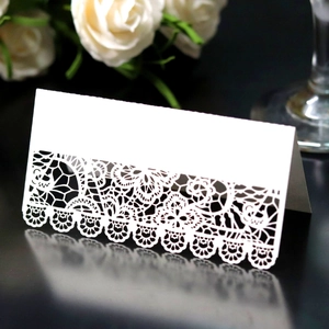 Laser Cut Lace Floral Table Place Cards Pearlescent Paper Wedding Name Cards For Banquet Party Reception Table Decor