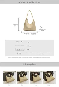 Tabella taglie dettagliata e specifiche della borsa a spalla grande in pelle PU intrecciata