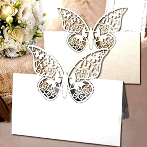 Elegant Butterfly Laser Cut Place Cards Pearlescent Paper Folding Table Name Cards For Wedding Banquet Party Decoration