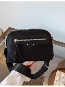 Sac Bandoulière en Toile Minimaliste pour Femme Large Bandoulière Réglable Rivets Glands Sac Photo Fonctionnel Main Quotidien