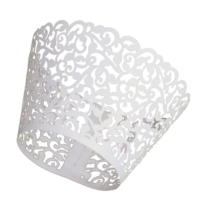 Cupcake Wrappers Laser Cut Hollow Out Vine Lace Pearlescent Paper Wedding Birthday Party Cake Decoration