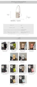 Detailed dimensions and fabric specifications for the lightweight PU leather crossbody bag