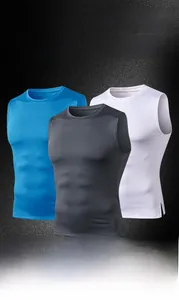 Close-up showing quick-dry breathable fabric and flatlock stitching of men's gym vest