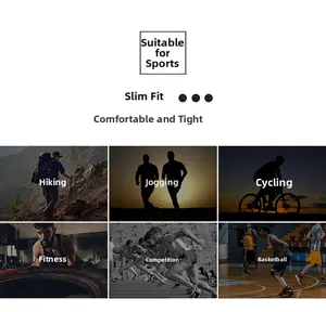 Multiple views showing tight fit pro fitness shirt for running, hiking, and gym training