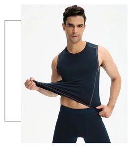 Detailed view of high-elasticity quick-dry men's compression vest and leggings fabric