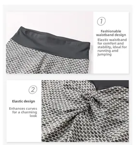 Detail of high waist honeycomb yoga leggings with scrunch butt and support waistband