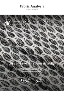 Macro detail of breathable honeycomb knit fabric made of 95% polyester and 5% spandex