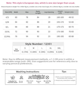 Size chart and washing guide for high waist scrunch butt honeycomb yoga leggings