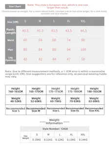 Detailed size chart with measurements for high waist yoga shorts for women in cm