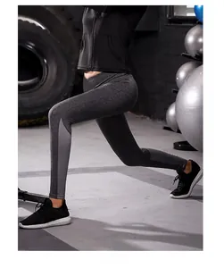 Leggings de yoga gris foncé pour femme avec design patchwork et haute élasticité sport
