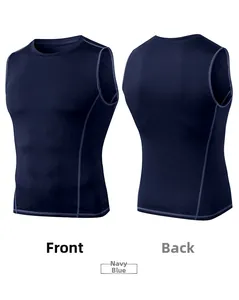Navy blue men's compression vest featuring breathable fabric and professional stitching