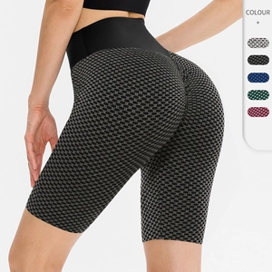 Women High Waist Honeycomb Yoga Shorts High Waist Quick Dry Scrunch Butt Lifting Athletic Gym Fitness Workout Running Cycling Shorts