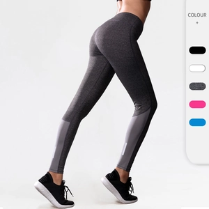Leggings de Yoga Taille Haute pour Femmes Bande Réfléchissante Fitness Tights Séchage Rapide Pantalons de Sport Élastiques