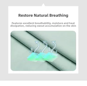 Gros plan sur le tissu respirant vert menthe montrant l'évacuation de la transpiration