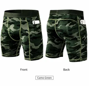 Pantalones cortos de camuflaje para hombre con bolsillo lateral con cremallera y costuras